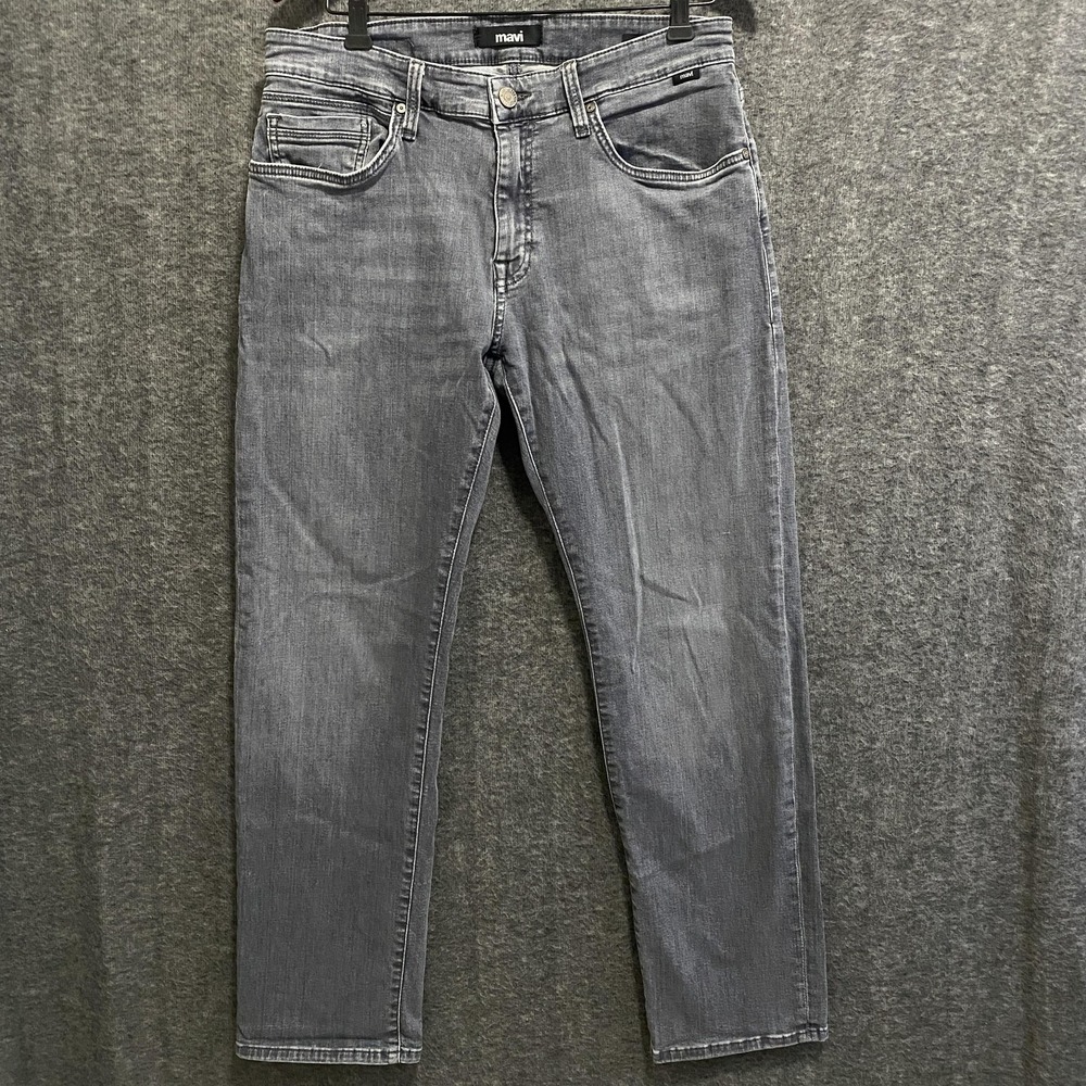 Mavi Zach Straight Leg Jeans Men 33x32 Gray Stretch Denim Five Pocket Faded Wash